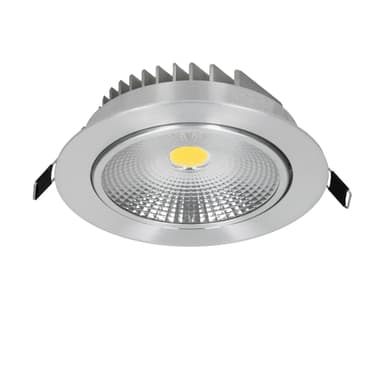 ECD Germany 1-Pack LED forsænket lys COB 12W 230V - sølv - aluminium - Ø 135 mm