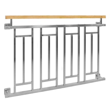Fransk altan gelænder bar gelænder i rustfrit stål 128x90 cm træ-finish gitter