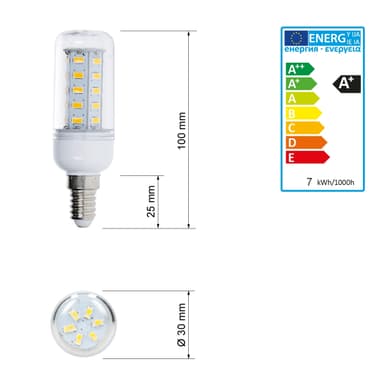 ECD Germany E14 majskolber 7W LED SMD pære lampe pærer majs pære pære kold hvid