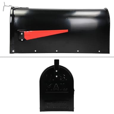 ML Design U.S. Postkasse med drejet rødt flag, sort, aluminium,
