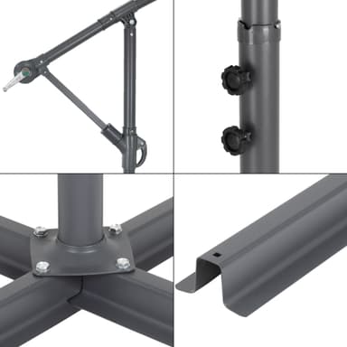 ECD-Germany aluminium parasol creme Ø 300 cm runde incl. Winch og piedestal,