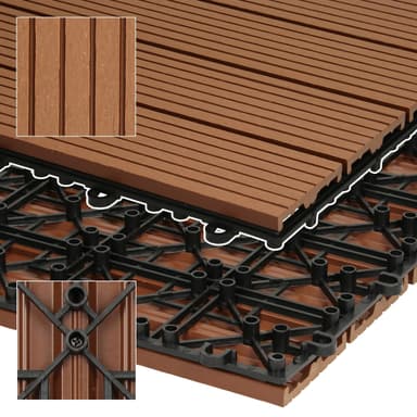 ECD Germany WPC terrassefliser 30x30 cm 55er besparelsessæt til 5m² lysebrun i