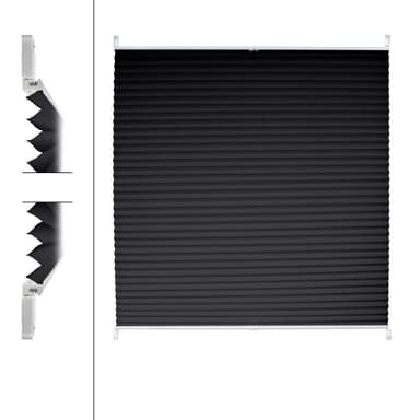 ECD Germany plisségardin Klemmfix uden at bore 65x200 cm sort uigennemsigtig sol