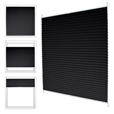ECD Germany plisségardin Klemmfix uden at bore 65x200 cm sort uigennemsigtig sol