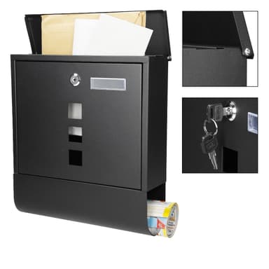 Letterbox væg Postkasse Postkasse avis holder avis roll stål Sort