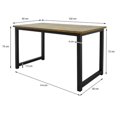 ML-Design skrivebord med et moderne design, 120x60x75 cm, Naturlig Sort,
