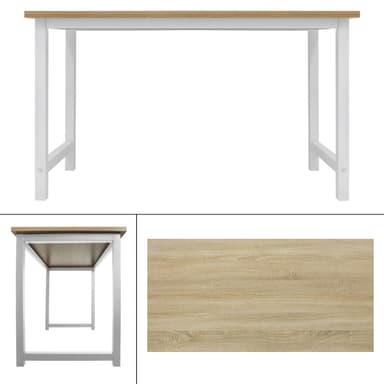 ML-Design skrivebord computer skrivebord 120x60x74,5 cm træ eg og hvid med