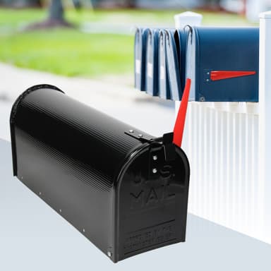ML Design U.S. Postkasse med drejet rødt flag, sort, aluminium,