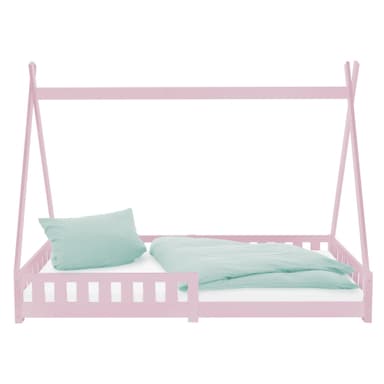 BedTipi pink udfaldssikring træseng hus seng fyrretræ 200x90cm