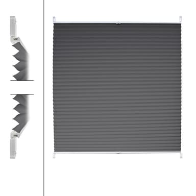 ECD Germany plisségardin Klemmfix uden at bore 80x200 cm mørkegrå uigennemsigtig