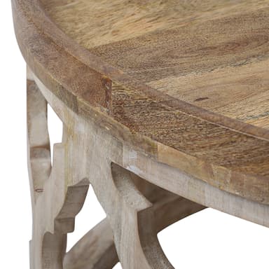 WOMO-DESIGN Orientalsk sofabord Madrid Ø75x35 cm rundt, natur / hvid, massiv