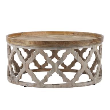 WOMO-DESIGN Orientalsk sofabord Madrid Ø75x35 cm rundt, natur / hvid, massiv