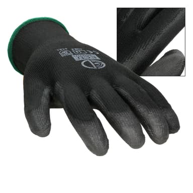 ECD Germany 4 par PU arbejdshandsker, størrelse 11-XXL, Farve Sort, mekanik