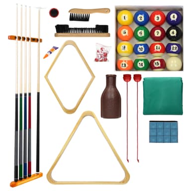 ECD-Germany billard tilbehør kit tilbehørssæt, komplet sæt inkl. 4 køer, kø