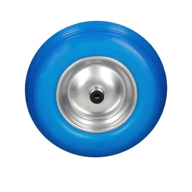 Trillebørhjul massivt gummi PU blå 4,80 / 4,00-8 390 mm