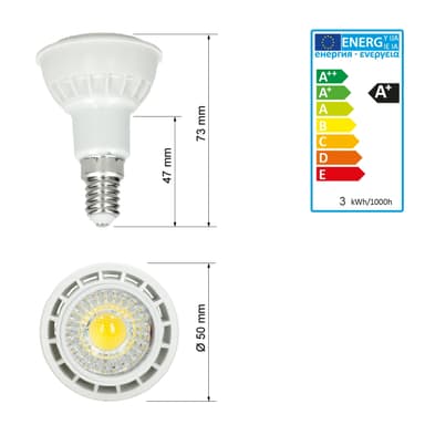 ECD Germany 8-pak E14 COB Spot 3W HØJ KRAFT energisparepære ca. 210 lumen