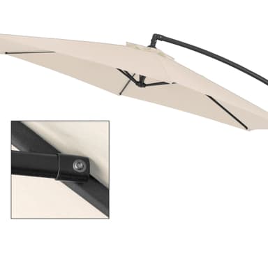 ECD-Germany aluminium parasol creme Ø 300 cm runde incl. Winch og piedestal,