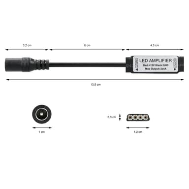 10x 12V FORSTÆRKER 144W FORSTÆRKER TIL RGB LED STRIP 12A REPEATER SILENT STRIPS