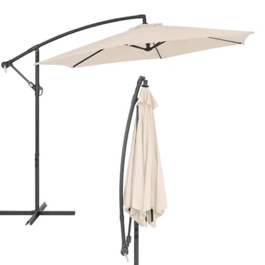 ECD-Germany aluminium parasol creme Ø 300 cm runde incl. Winch og piedestal,