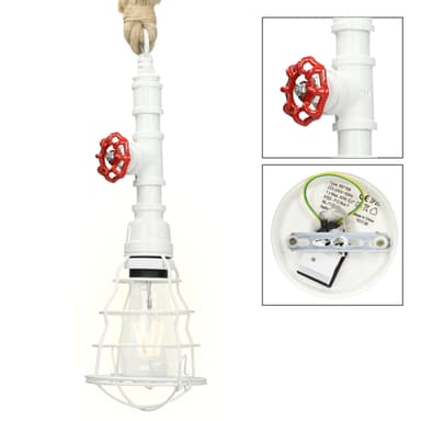 Hængende lampe suspension Loftslampe lampe Vintage Retro Water Pipe Hvid E27