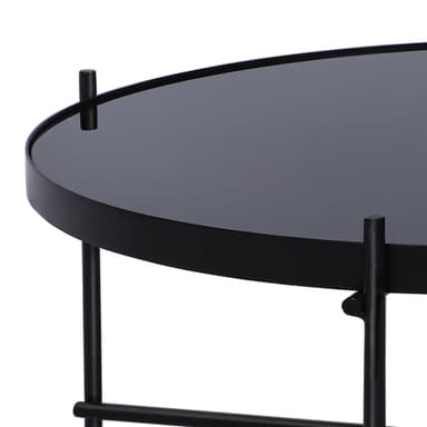 WOMO-DESIGN design sofabord Ø75x35 cm i sort lavet af metal og glas, stuebord