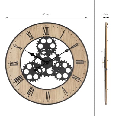 ECD Germany Stor vægur Ø 57 cm Runde med romertal, Gear Dekorativt ur Lavet af