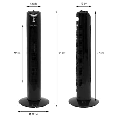 Pedestal fan piedestal fan tårn ventilator fan fjernbetjening 45W Sort