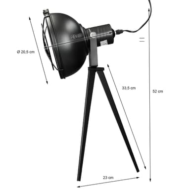 Bordlampe Bordlampe Retro Vintage gulvlampe sengelampe Stativ Sort