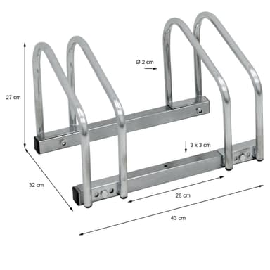 ECD Germany cykelstativ til 2 cykler 43x32x27 cm lavet af galvaniseret stål,
