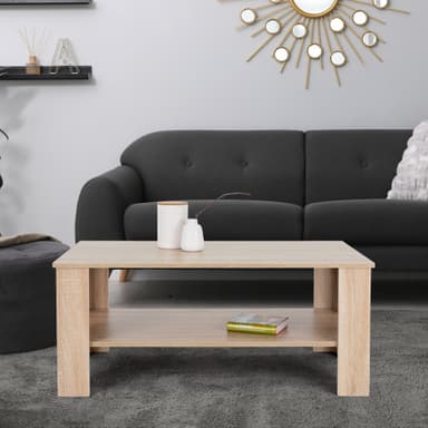 ML Design sofabord i moderne træ look, 100 × 43 × 57 cm, spånplader, Sonoma eg,
