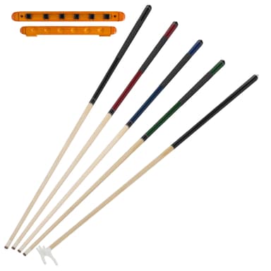 ECD-Germany billard tilbehør kit tilbehørssæt, komplet sæt inkl. 4 køer, kø