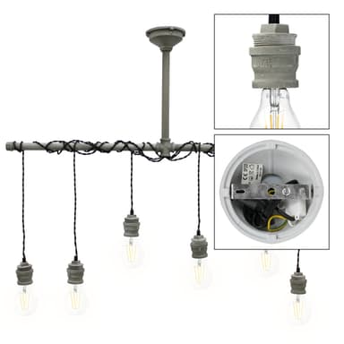 Hængelampe 120 cm lavet af metal cm E27 6 flammer