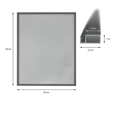 Insektnet Grå 130 x 150 cm vindue insekt vindue aluminiumsramme