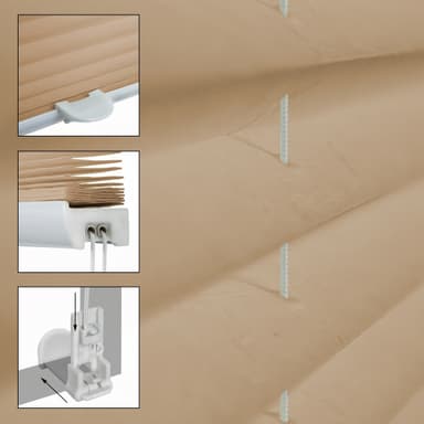 ECD Germany plisségardin 100 x 200 cm - creme - Klemmfix - EasyFix - uden boring