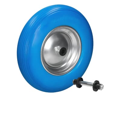 Trillebørhjul massivt gummi PU blå 4,80 / 4,00-8 390 mm
