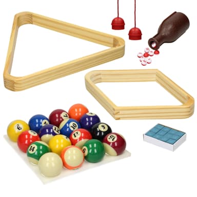 ECD-Germany billard tilbehør kit tilbehørssæt, komplet sæt inkl. 4 køer, kø
