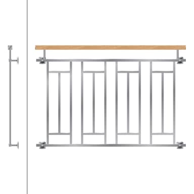 Fransk altan gelænder bar gelænder i rustfrit stål 128x90 cm træ-finish gitter