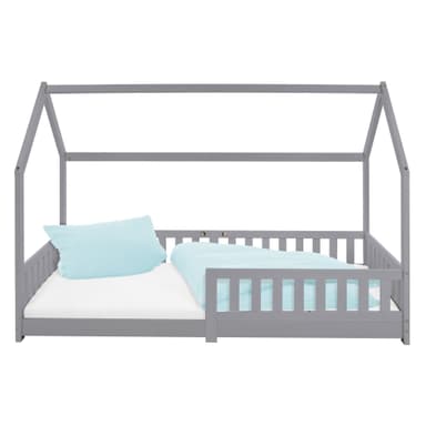 Børneseng faldsikring 200x90cm grå Fyrretræ