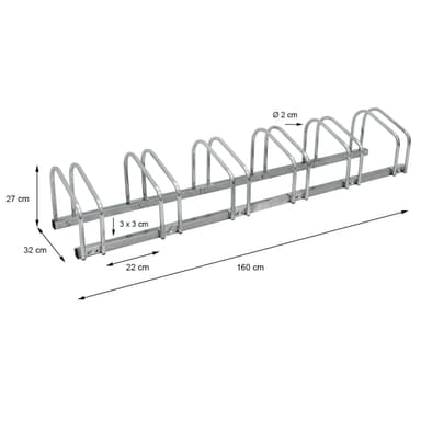 ECD Germany cykelstativ til 6 cykler 160x32x27 cm lavet af galvaniseret stål,