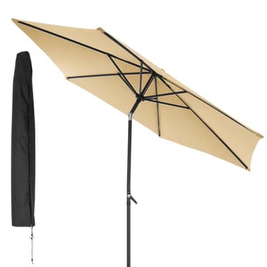 Parasol med krank og overtræk Ø 300 cm Brun i Polyester