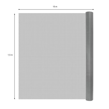 ECD Germany fluenet stof 1,5x15 m høj kvalitet glasfiber, grå, UV-bestandig,