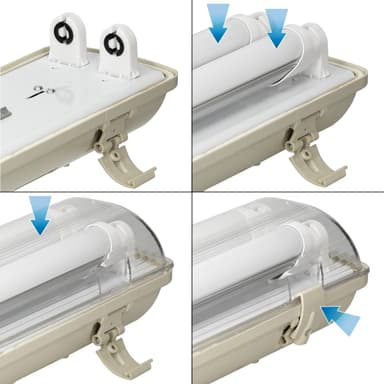 ECD Germany LED fugtisoleret armatur 150cm - IP65 vandtæt - velegnet til 2x LED