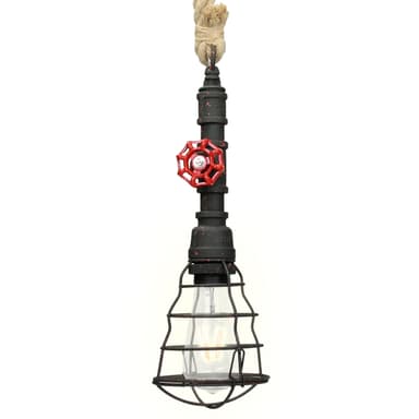 Hængende lampe suspension Loftslampe lampe Vintage Retro Water Pipe Sort E27