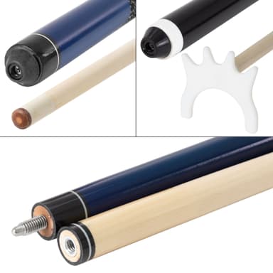 ECD-Germany billard tilbehør kit tilbehørssæt, komplet sæt inkl. 4 køer, kø