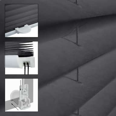 ECD Germany plisségardin Klemmfix uden at bore 75x200 cm mørkegrå uigennemsigtig
