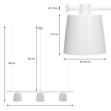 Hængende lampe suspension Loftslampe lysekrone hængende lampe metal Siem 3x E27