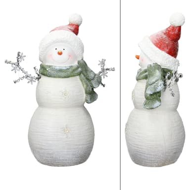 ECD Germany Sød dekoration snemandfigur med LED-belysning 57cm hvid med rød