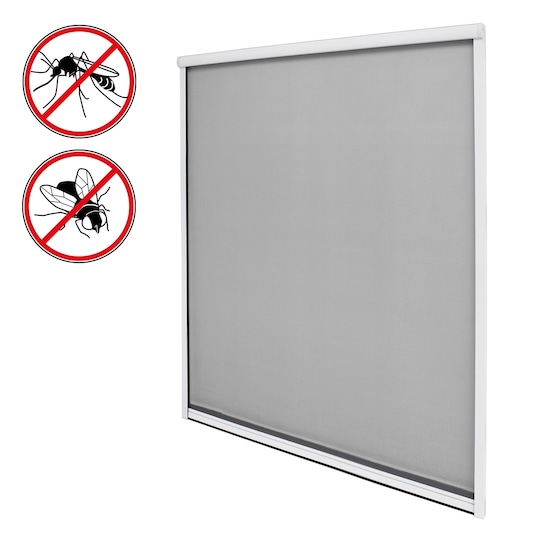 Myggenet insekt skærm rullegardin aluminiumsramme klemme Rollo Hvid 160 x 160 cm