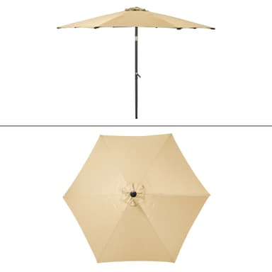 Parasol med kurvel Ø 300 cm Brun Polyester