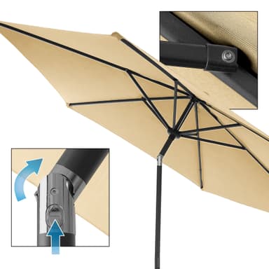 Parasol med krank og overtræk Ø 300 cm Brun i Polyester